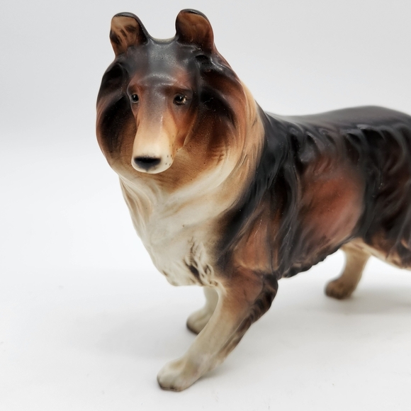 Vtg Collie Lassie Bone China Dog Statue Figurine - Enesco Japan 5.5" Tall - Picture 2 of 9
